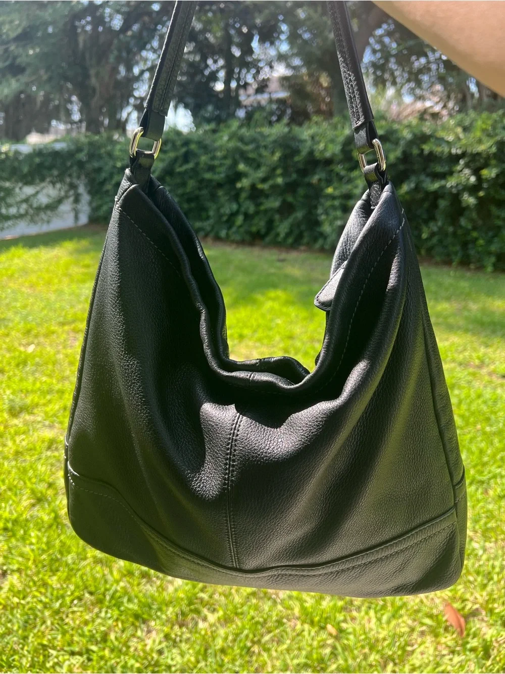 Coach Black Pebbled Leather Hobo Shoulder Bag - Picture 2 of 12